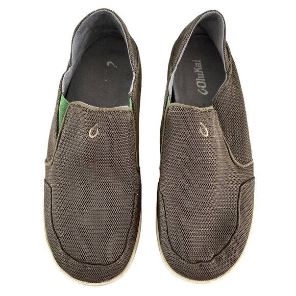 Olukai Nohea Mesh Slip On Grey/Lime Mesh Mens Casual 10188-13AP Men's US 9 EU 42 - Picture 3 of 9
